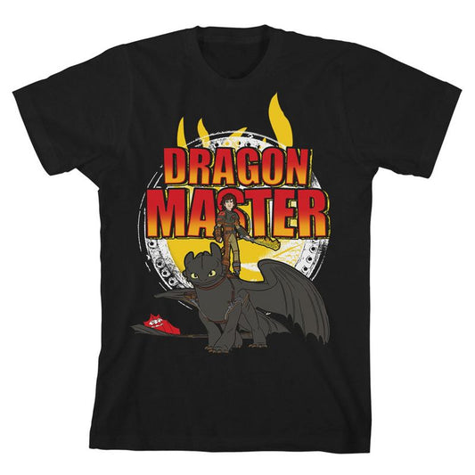 How To Train Your Dragon Dragon Master Crew Neck Short Sleeve Boy's Black T-shirt
