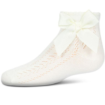 Memoi Girls' Knit Openwork Bow Anklet Socks