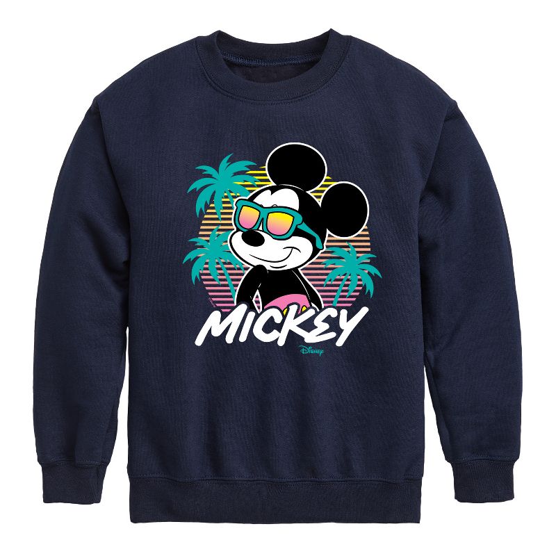 Boys' - Disney - Mickey Sunset Shades Graphic Long Sleeve Fleece Sweatshirt