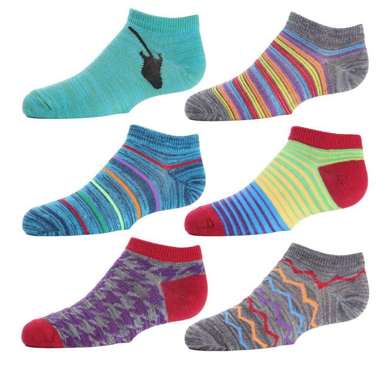 Memoi Boys' 6 Pair Pack Mixed-Up Madness Low Cut Socks