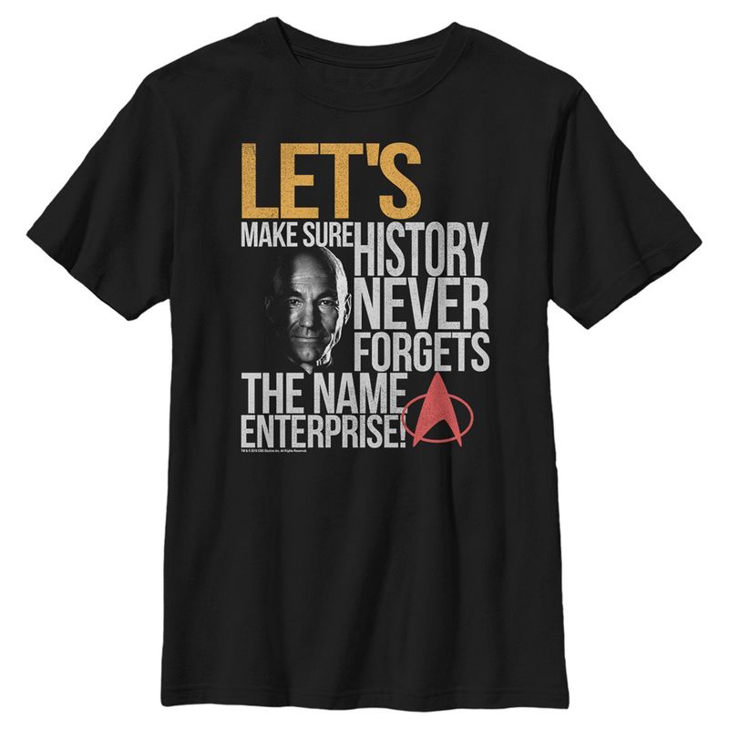 Boy's Star Trek: The Next Generation Captain Picard History Never Forgets The Name Enterprise T-Shirt