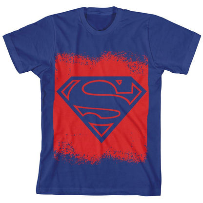 Superman Core Brushed Logo on Navy Short Sleeve Youth T-Shirt