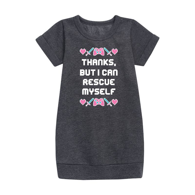 Girls' - Instant Message - Rescue Myself Graphic Short Sleeve Fleece Dress