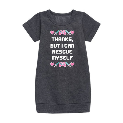 Girls' - Instant Message - Rescue Myself Graphic Short Sleeve Fleece Dress