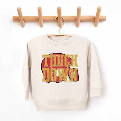 The Juniper Shop Touch Down Red Helmet Distressed Toddler Graphic Sweatshirt
