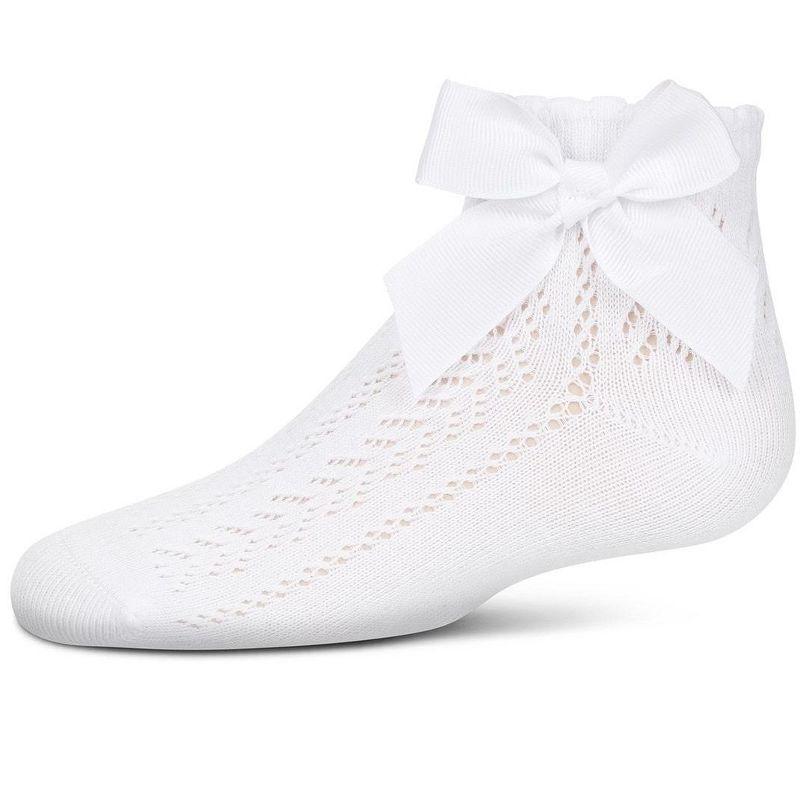 Memoi Girls' Knit Openwork Bow Anklet Socks