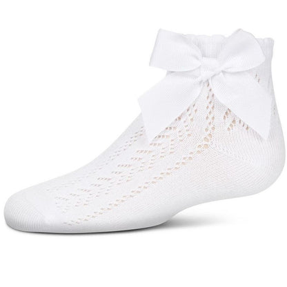 Memoi Girls' Knit Openwork Bow Anklet Socks