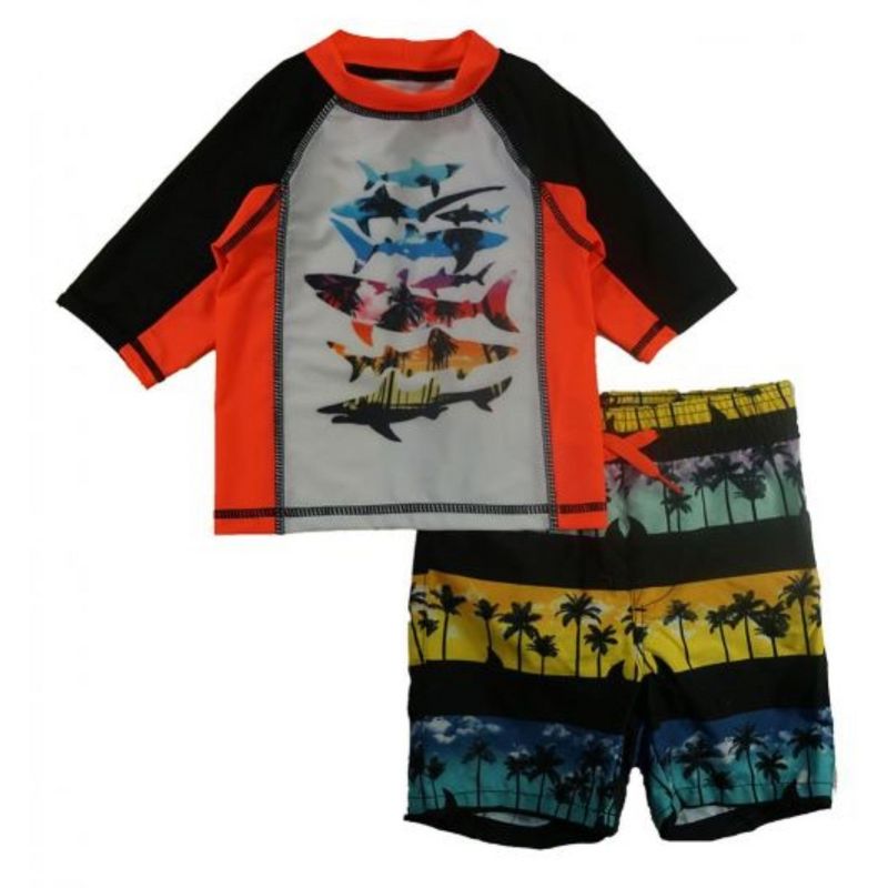 PS من Aeropostale طقم سباحة Rashguard للأولاد الصغار المكون من قطعتين