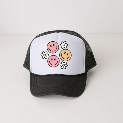 The Juniper Shop Groovy Flower Smiley Face Youth Foam Trucker Hat