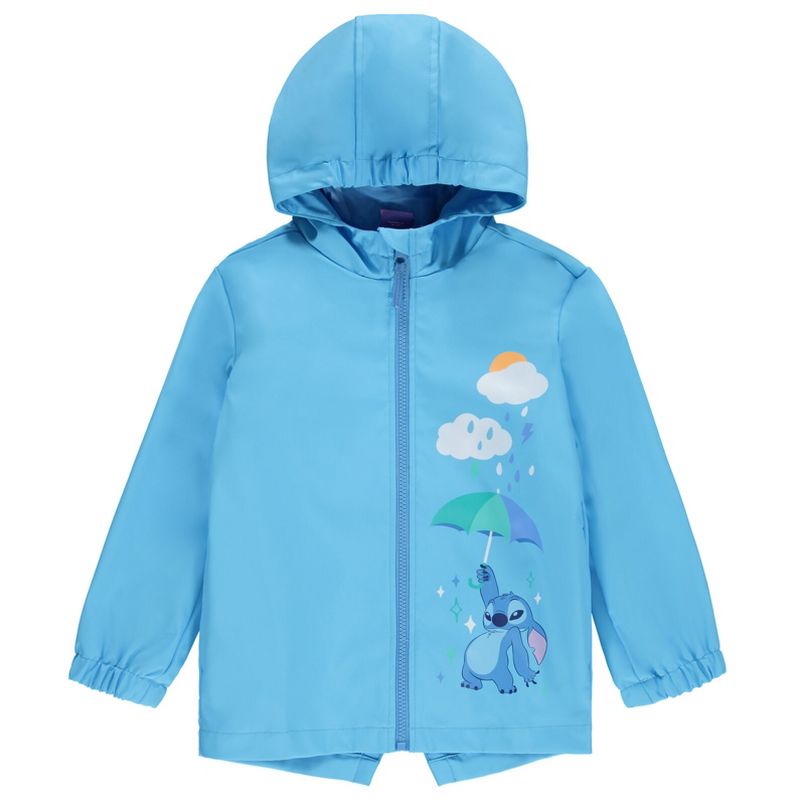 Disney Junior Girls Zip Up Waterproof Rain Jacket Little Kid to Big Kid