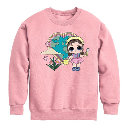 Boys' - LOL Surprise! - Grow Gurrl Heart Earth Graphic Long Sleeve Fleece Sweatshirt