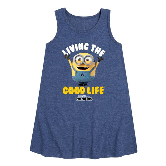 Girls' - Despicable Me Minions - Living The Good Life Graphic Sleeveless Aline Dress