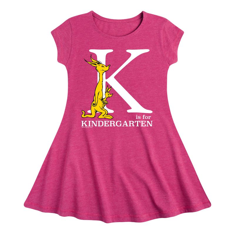 Girls' - Dr. Seuss - K Is For Kindergarten Fit & Flair Cap Sleeve Dress