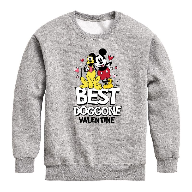 Boys' - Disney - Best Doggone Valentine Graphic Long Sleeve Fleece Sweatshirt