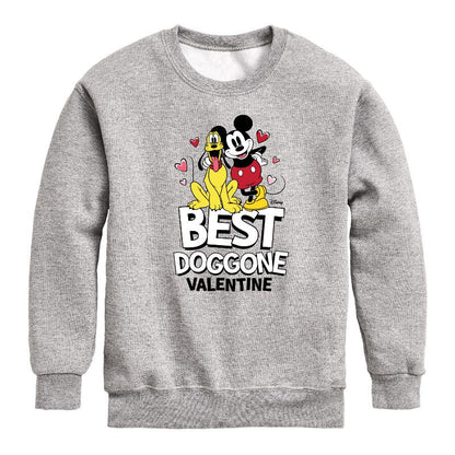 Boys' - Disney - Best Doggone Valentine Graphic Long Sleeve Fleece Sweatshirt