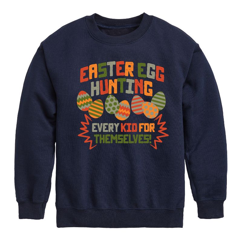 Boys' - Instant Message - Easter Egg Every Kid Graphic Long Sleeve Fleece Sweatshirt