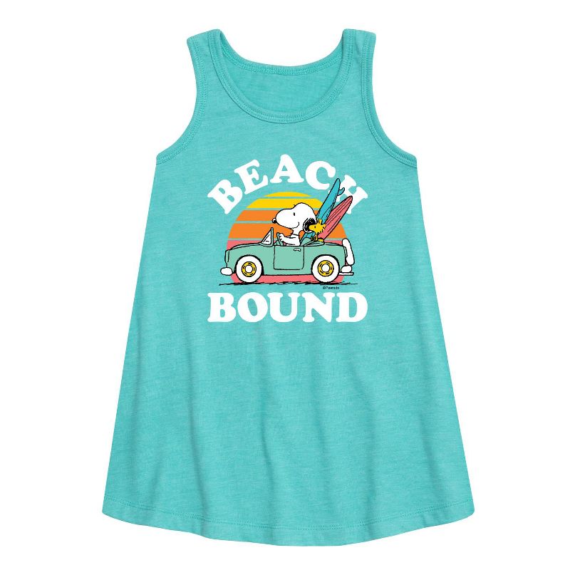 Girls' - Peanuts - Beach Bound Graphic Sleeveless Aline Dress