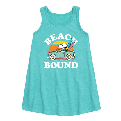 Girls' - Peanuts - Beach Bound Graphic Sleeveless Aline Dress