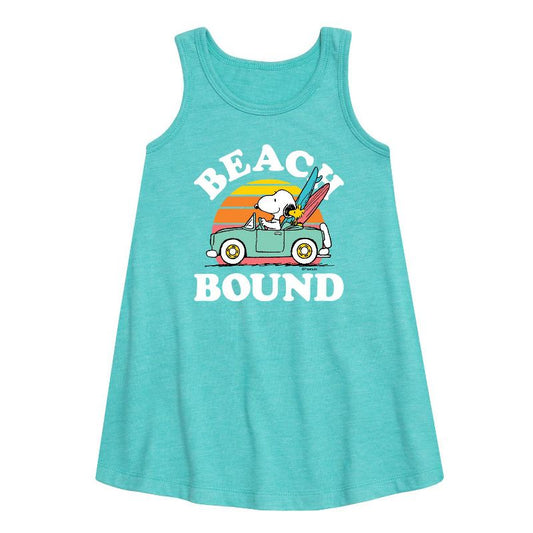Girls' - Peanuts - Beach Bound Graphic Sleeveless Aline Dress