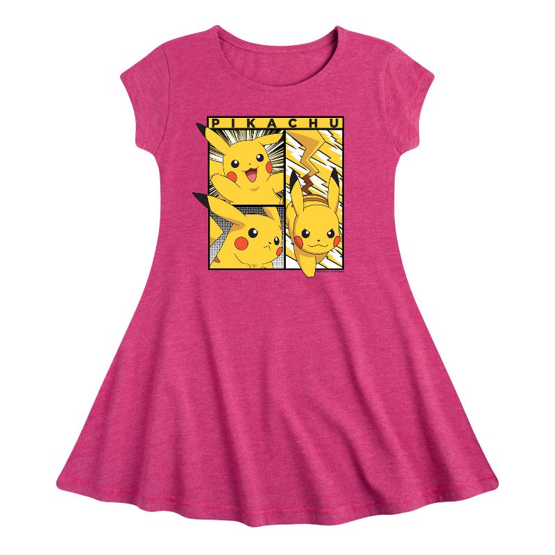 فستان بناتي - بوكيمون - بيكاتشو بوزيز - مناسب وأنيق بأكمام قصيرة