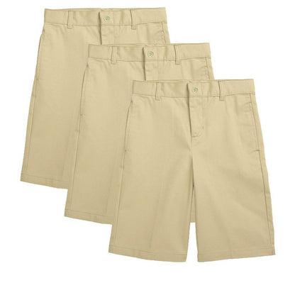 Galaxy Approved Boy's Stretch Slim Fit School Uniform Twill Shorts-3 Pack