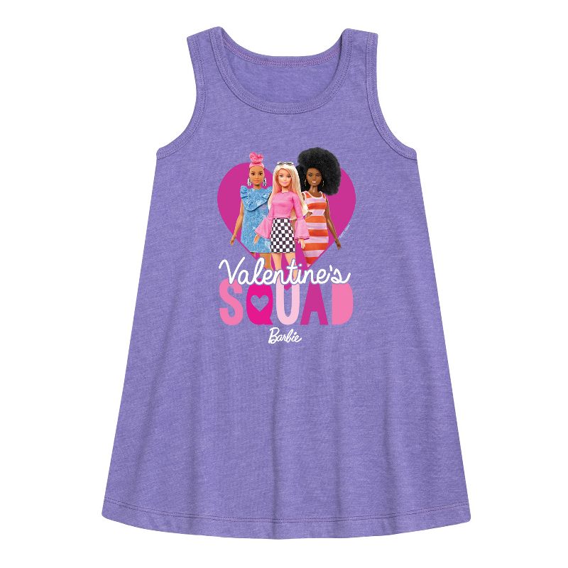 Girls' - Barbie - Valentine's Squad Graphic Sleeveless Aline Dress