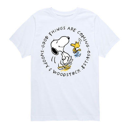 تي شيرت جرافيكي بأكمام قصيرة للأولاد - Peanuts - Good Things Are Coming Circle