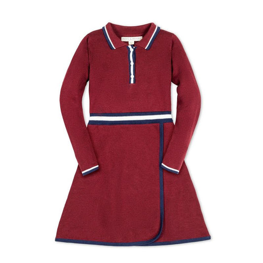 Hope & Henry Girls'  Long Sleeve Collared Henley Sweater Dress, Kids