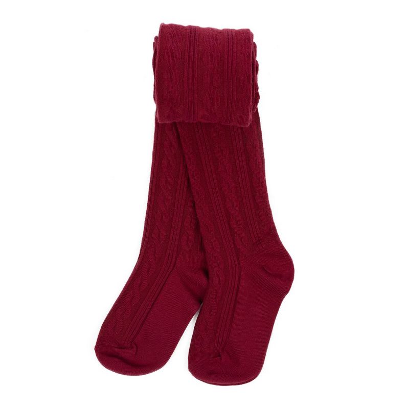 Leveret Girls Classic Solid Color Cable Knit Tights