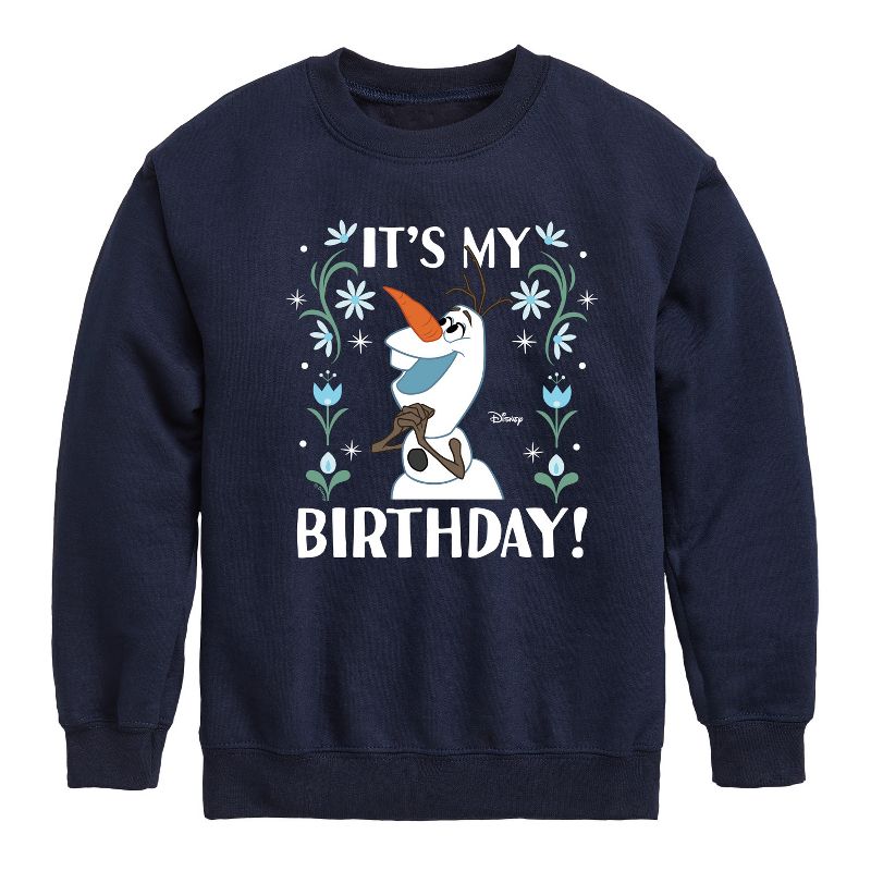 Boys' - Disney - Olaf It's My Birthday Graphic Long Sleeve Fleece Sweatshirt