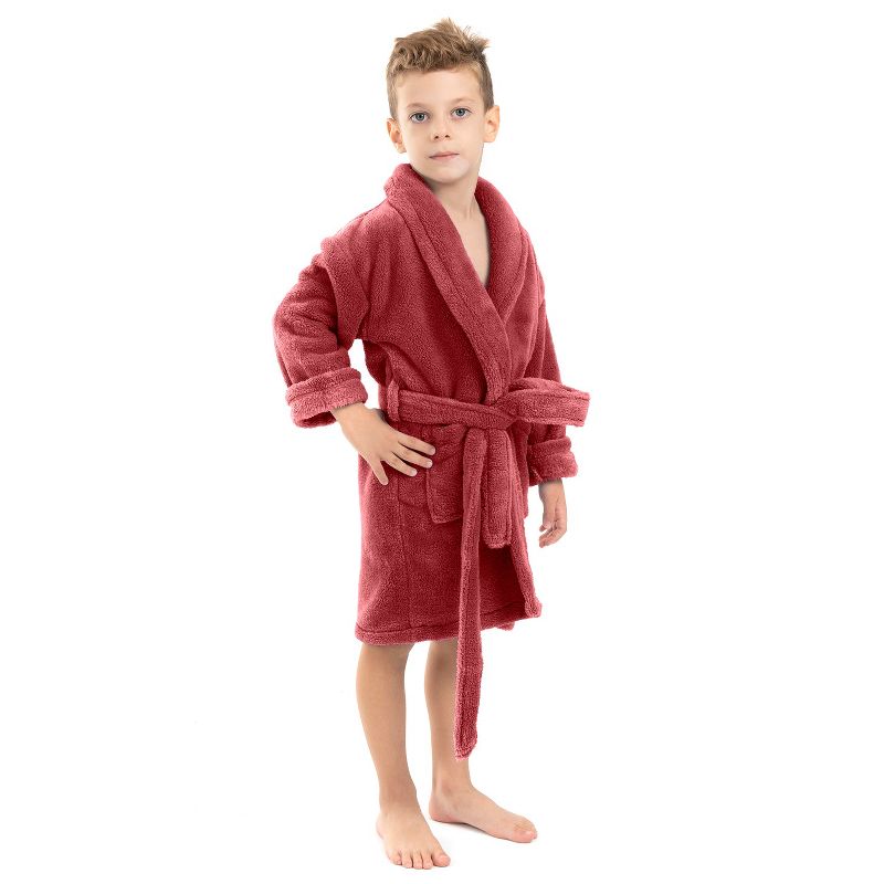 BC BARE COTTON Boys Shawl Robe Microfiber Plush Fleece Bathrobe