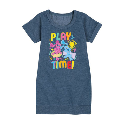 Girls' - Blue's Clues & You! - Play Time Graphic Short Sleeve Fleece Dress