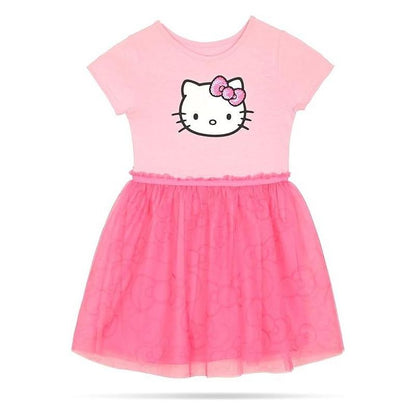 فساتين تول كاجوال بأكمام قصيرة للفتيات الصغيرات/الكبيرات من Hello Kitty