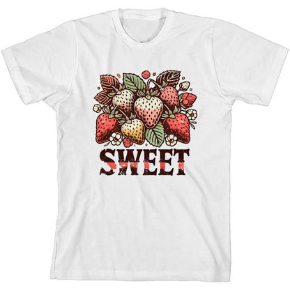 تي شيرت Sweet Strawberries للشباب برقبة دائرية وأكمام قصيرة