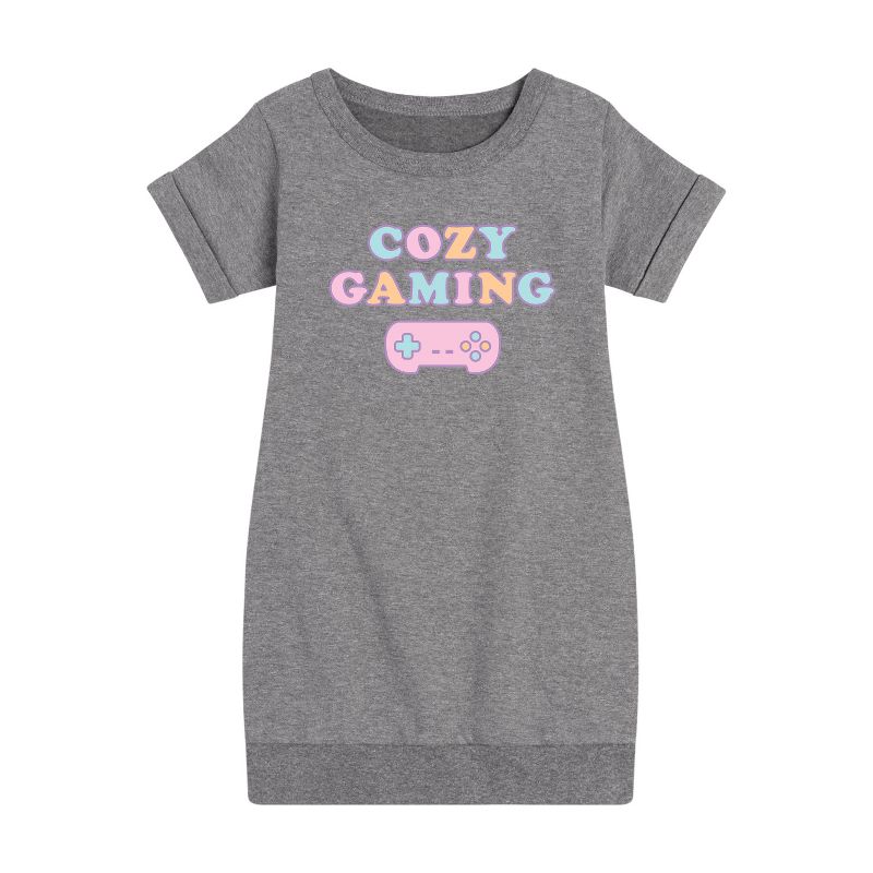 Girls' - Instant Message - Cozy Gaming Graphic Short Sleeve Fleece Dress