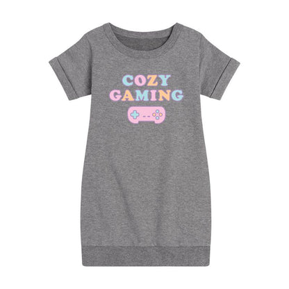 Girls' - Instant Message - Cozy Gaming Graphic Short Sleeve Fleece Dress
