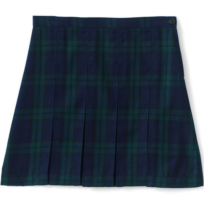 Lands' End School Uniform Kids Plaid Box Pleat Skirt Top of the Knee