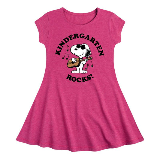 Girls' - Peanuts - 1st Grade Rocks Fit & Flair Cap Sleeve Dress