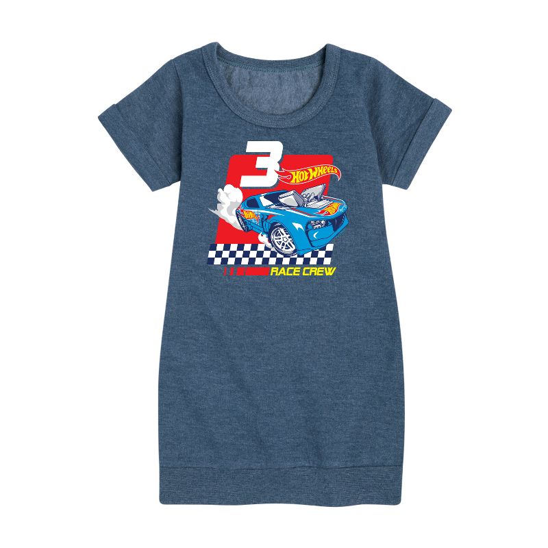 Girls' - Hot Wheels - Race Crew 3 Yrs Graphic Short Sleeve Fleece Dress