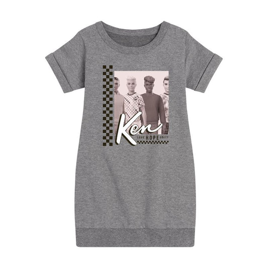 Girls' - Barbie - Ken Graphic Short Sleeve Fleece Dress