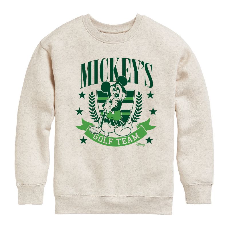 Boys' - Disney - Mickeys Golf Team Graphic Long Sleeve Fleece Sweatshirt