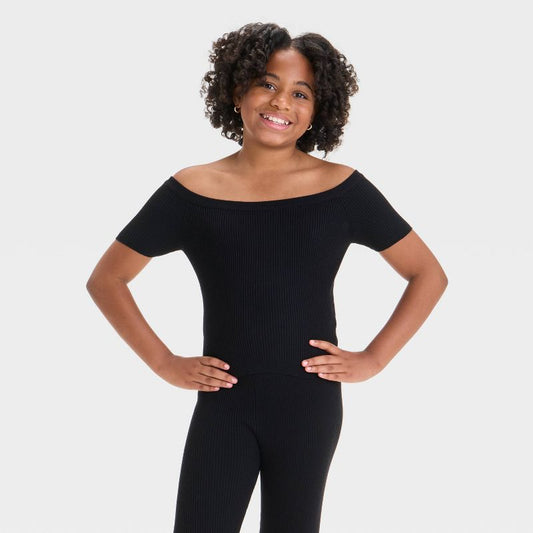 Girls' Off the Shoulder Short Sleeve Pullover Sweater - art class™