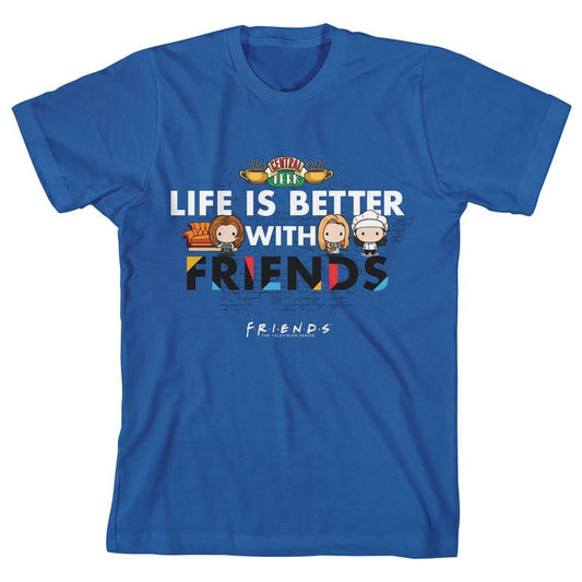 تي شيرت أزرق ملكي للأولاد من مسلسل "الحياة أفضل مع الأصدقاء" من Bioworld Friends TV