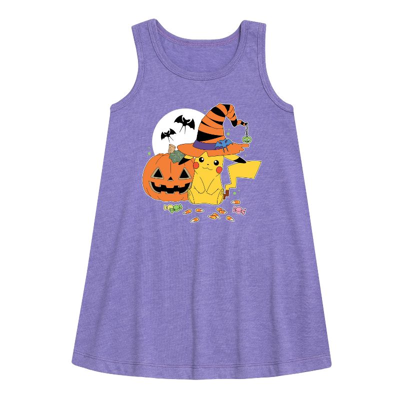 فستان بناتي - بوكيمون - الساحرة بيكاتشو مع حلوى جرافيكية بدون أكمام