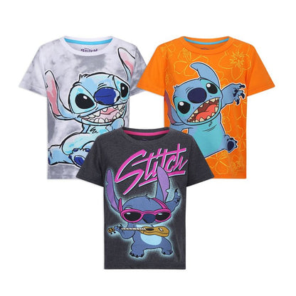 Disney Lilo & Stitch Boys 3 Pack Short Sleeve T-Shirt for Big Kids