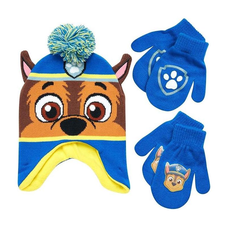 Paw Patrol Boys Winter Hat and 2 Pair Gloves or Mittens Set, Kids Ages 2-7