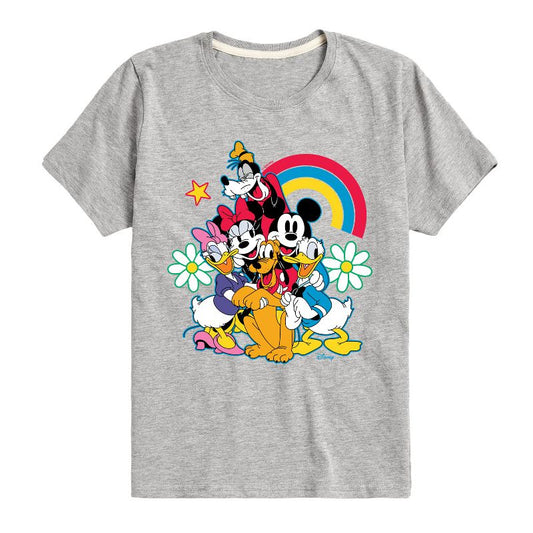 Boys' - Disney - Character Group Rainbow Flower Short Sleeve Graphic T-Shirt