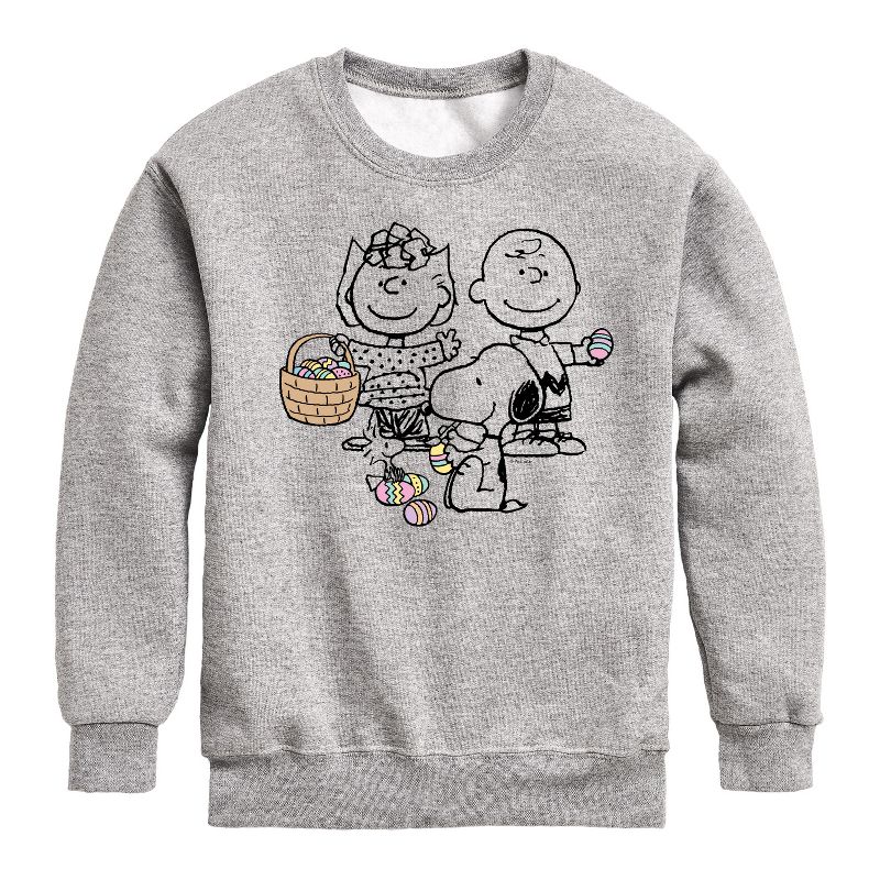 Boys' - Peanuts - Group Easter Graphic Long Sleeve Fleece Sweatshirt