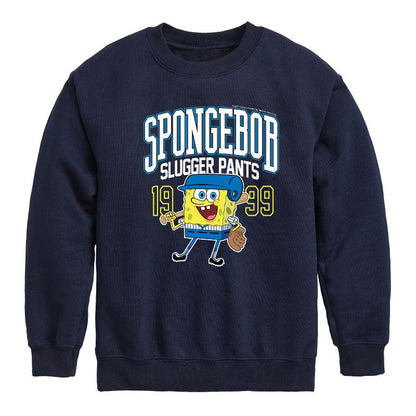 Boys' - SpongeBob SquarePants - Spongebob Slugger Pants Graphic Long Sleeve Fleece Sweatshirt