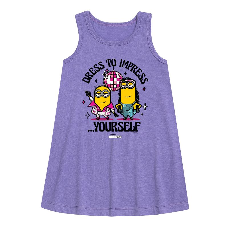 فستان بناتي من فيلم Despicable Me Minions - فستان جذاب بدون أكمام برسومات جرافيكية